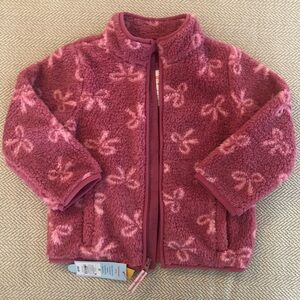 Cat & Jack NWT Pink Bow Pattern Fleece Jacket